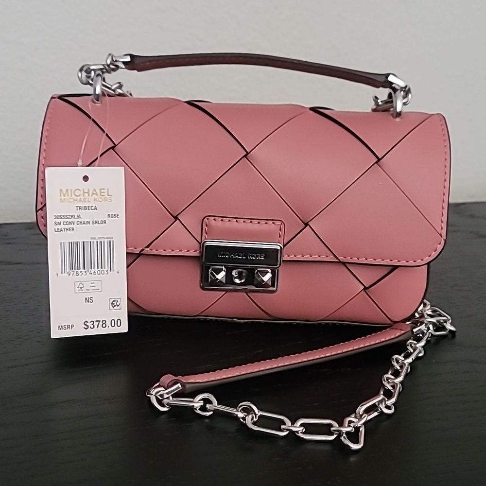 Michael KorsTribeca Small Convertible Chain Shoulder Bag In Rose - Picture 3 of 14